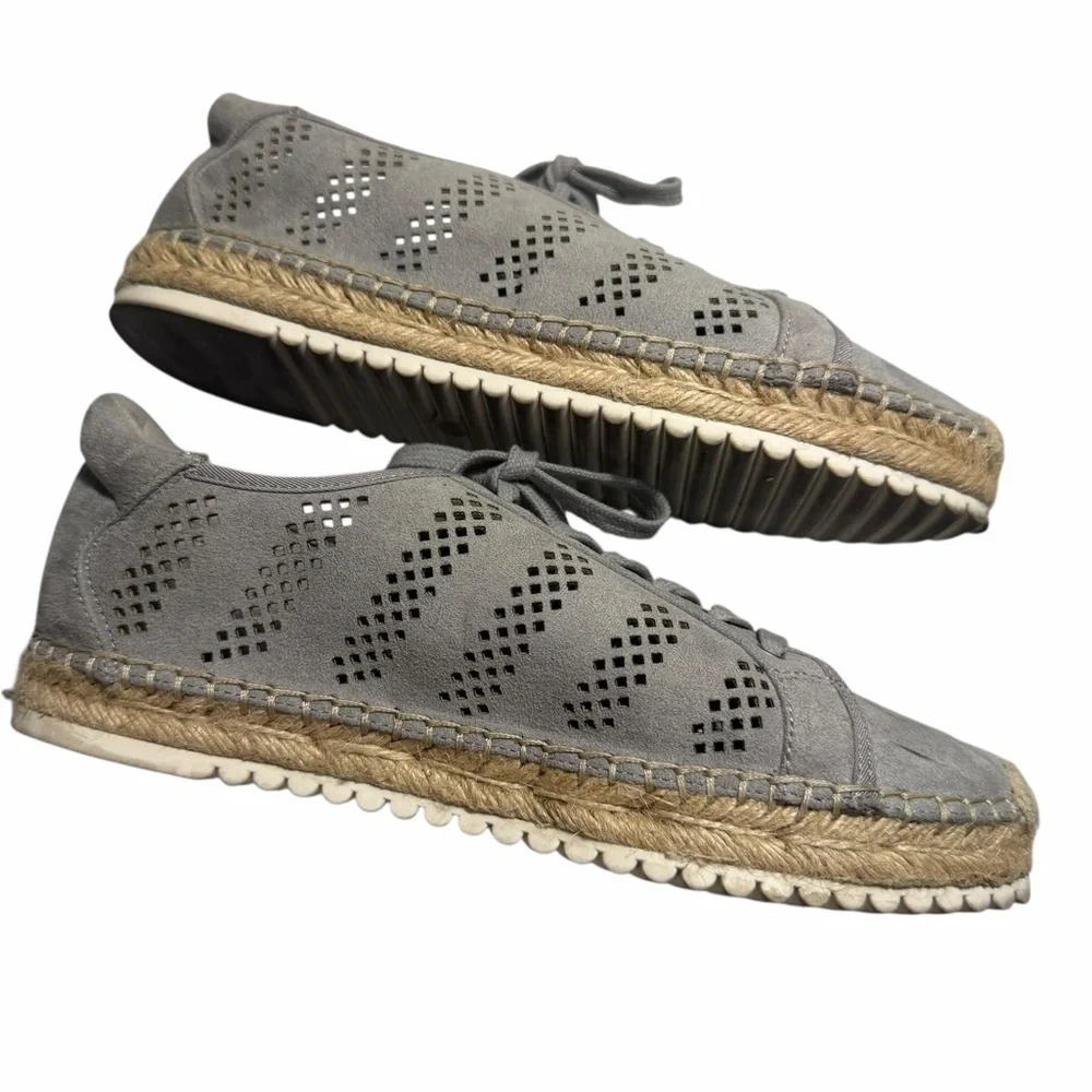 Marc Fisher Baila Perforated Espadrille Gray Lace-Up Sneakers Sz 7.5